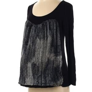 Maternal America long sleeve black top with sparkle fabric overlay, size XS
